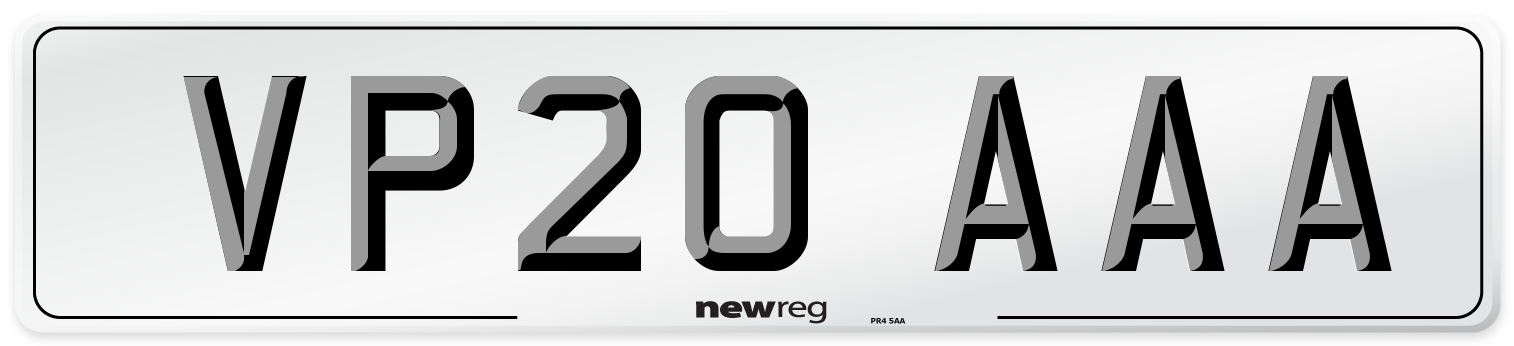 VP20 AAA Number Plate from New Reg